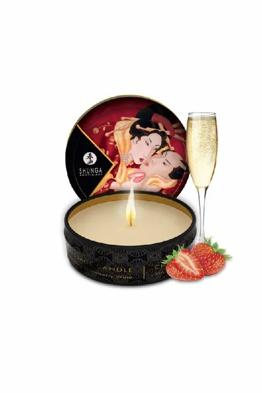 Shunga - Mini Massage Oil Candle - 1oz - Strawberry