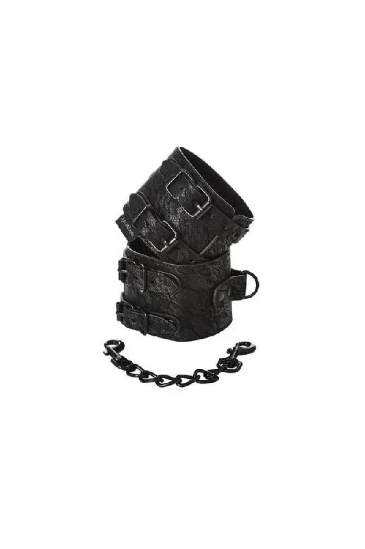 Sincerely by Sportsheets - Lace Double Strap Handcuffs - Black