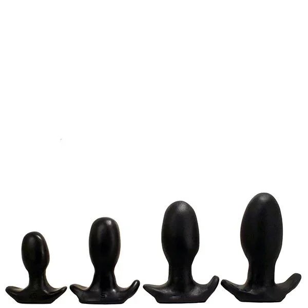 SquarePegToys® Egg Plugs Firmer Black Silicone Butt Plugs - 4 Sizes