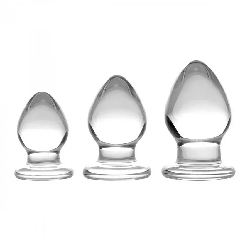 Triplets 3 Piece Clear Glass Anal Plug Trainer Kit by Trinity Vibes