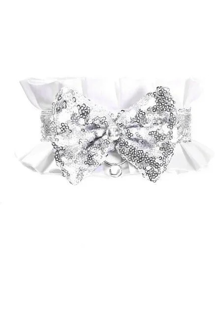 White Satin & Sequin Costume Choker