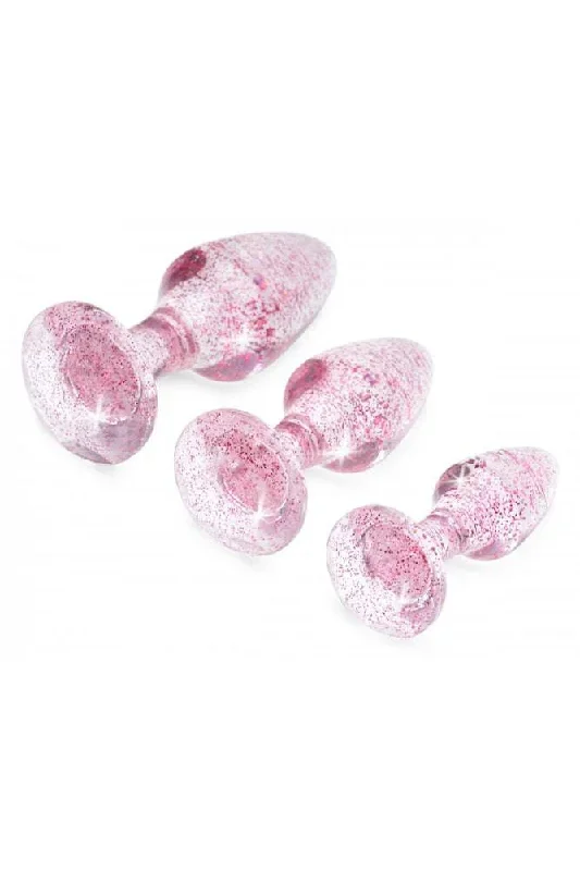 xr-brands-booty-sparks-glitter-gem-anal-plug-set-pink