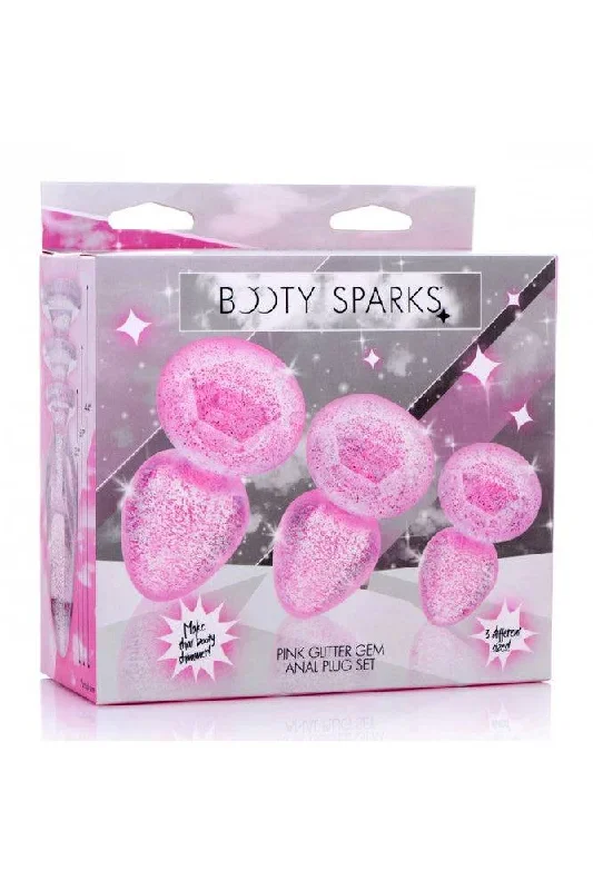 xr-brands-booty-sparks-glitter-gem-anal-plug-set-pink