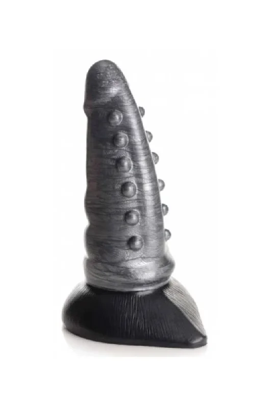 xr-brands-creature-cocks-beastly-tapered-bumpy-silicone-dildo-silver