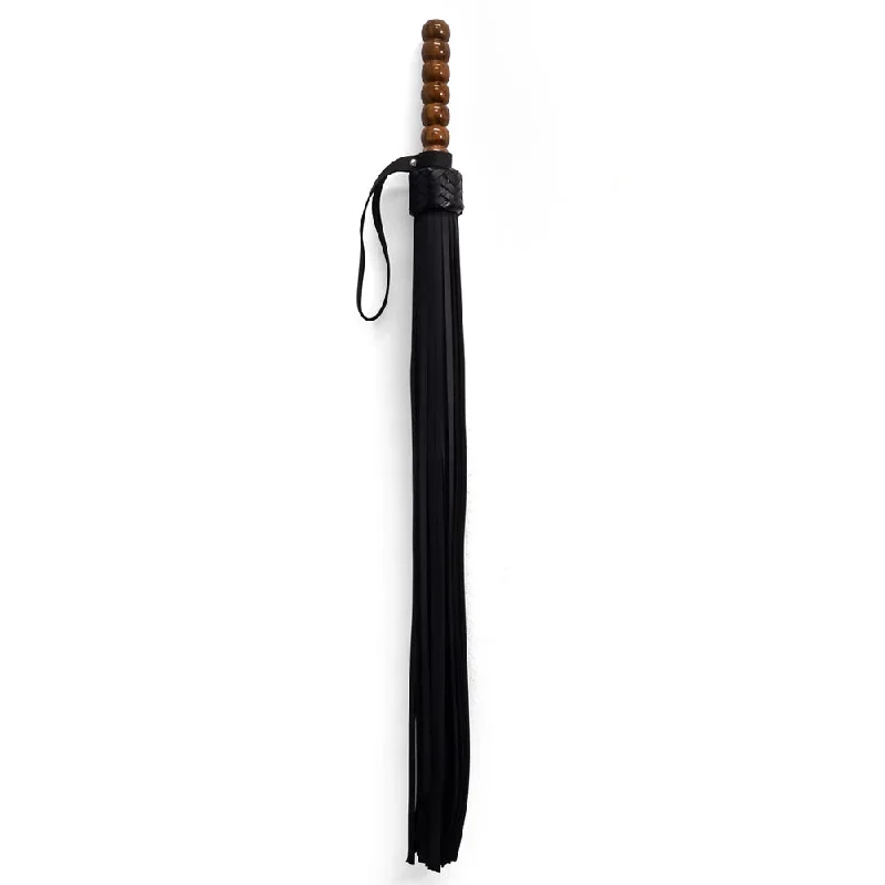 Zorba Leather Flogger With Beaded Wooden Handle