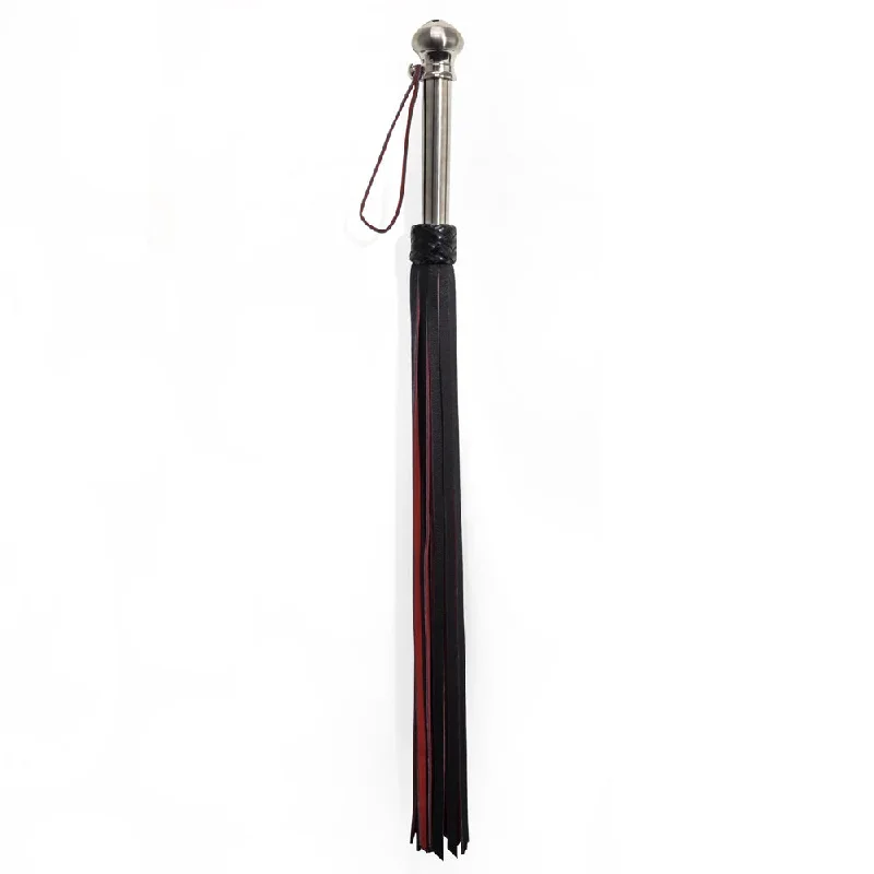 Zorba Leather Flogger With Long Metal Handle