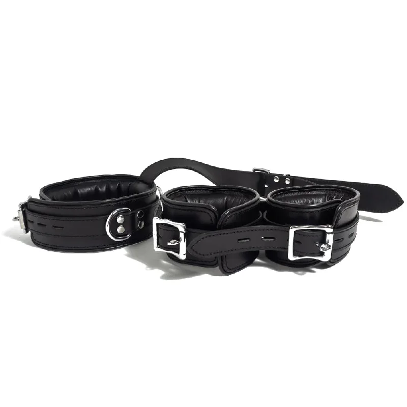 zorba-lockable-leather-neck-to-wrist-collar-cuffs-set