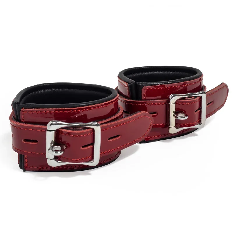 Zorba Lockable Patent Leather Wrist Cuffs