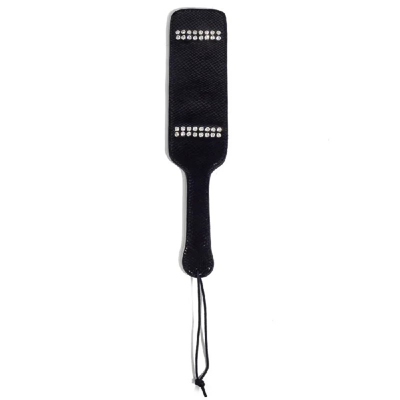 Zorba Patent Leather Snakeskin Spanking Paddle With Rhinestones