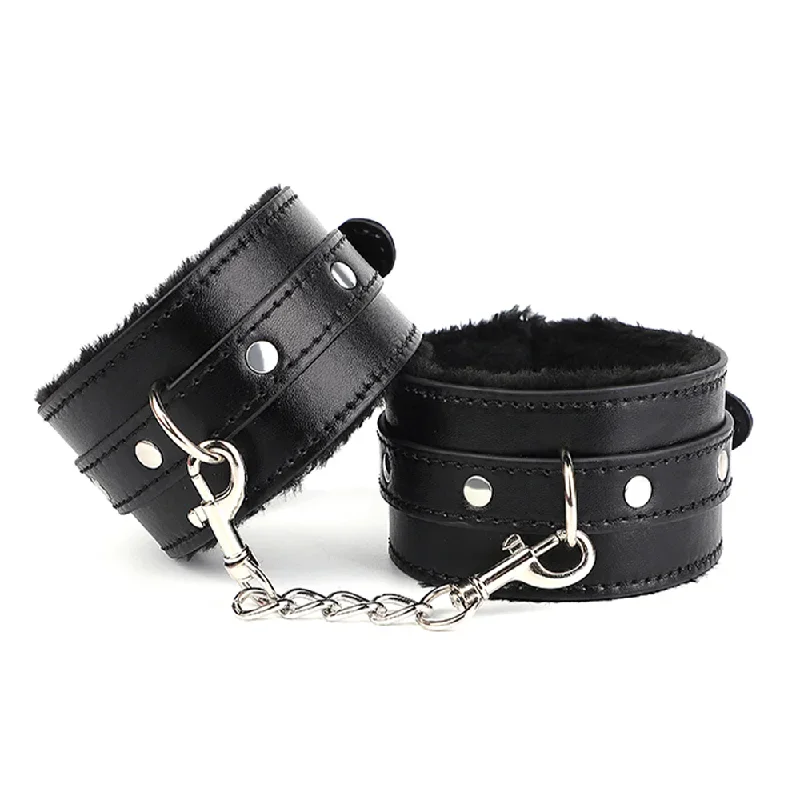 ZYL Fur-Lined Faux Leather Wrist Cuffs