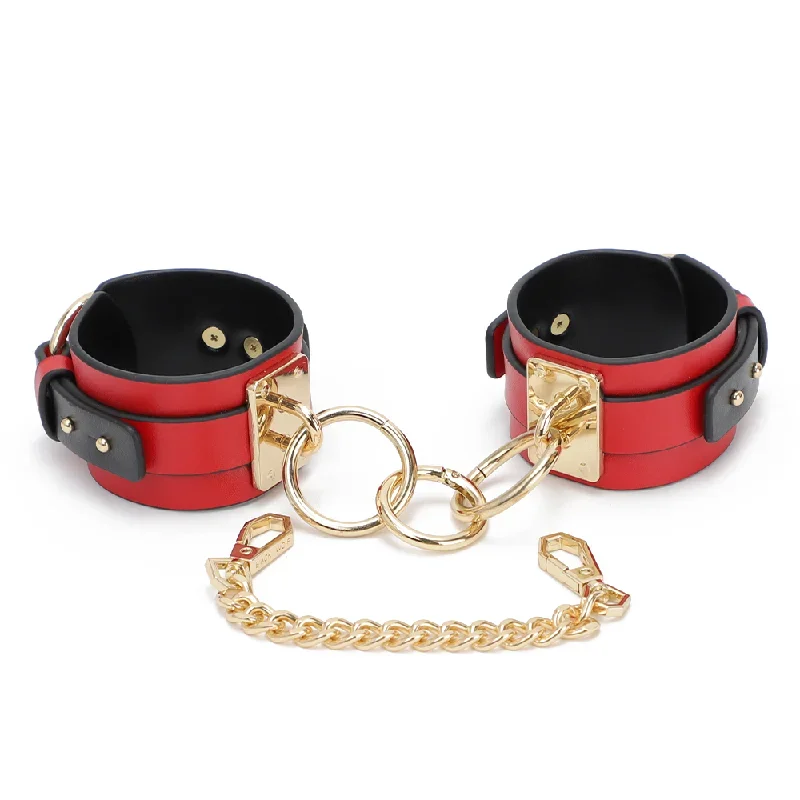 ZYL Wide Faux Leather Push-Stud Wrist Cuffs